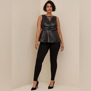 Torrid Peplum Faux Fur Leather Lace Up Top Size 3x NWT Goth Steampunk Rockabilly